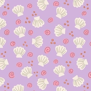 Cute simple beach seashells - Lilac - Small scale