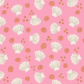 Cute simple beach seashells - Pastel Pink - Small scale