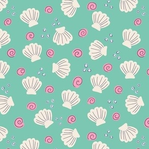 Cute simple beach seashells - Jade Green - Small scale