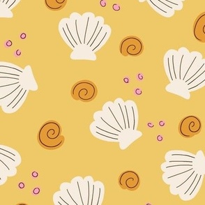 Cute simple beach seashells - Yellow - Medium scale