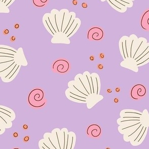 Cute simple beach seashells - Lilac - Medium scale