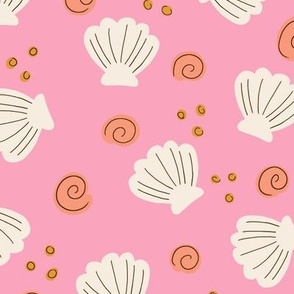 Cute simple beach seashells - Pastel Pink - Medium scale