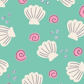 Cute simple beach seashells - Jade Green - Medium scale