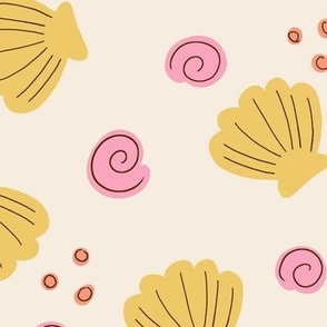 Cute simple beach seashells - Warm tones - Large scale