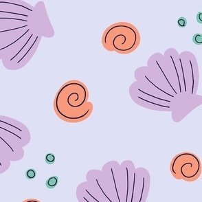 Cute simple beach seashells - Cool tones - Large scale  