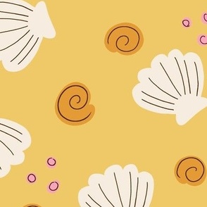 Cute simple beach seashells - Yellow - Large scale
