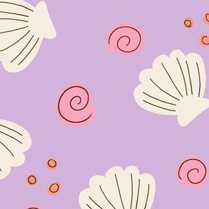 Cute simple beach seashells - Lilac - Large scale