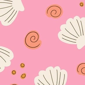Cute simple beach seashells - Pastel Pink - Large scale