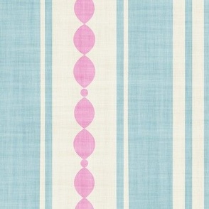 XL| Light Mint Blue Decorative Lines, pastel pink Marquise Cut, & Parallel Stripes on off-white