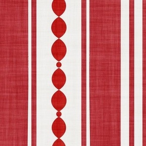 XL| Bush Berry Red Decorative Lines, red Marquise Cut, & Parallel Stripes on white