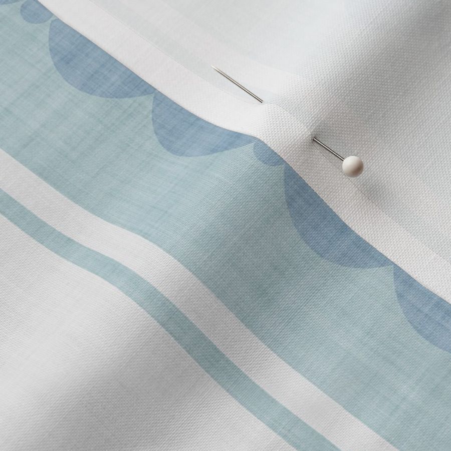 XL| Light Denim Blue Decorative Lines, faded blue Marquise Cut, & Parallel Stripes on white