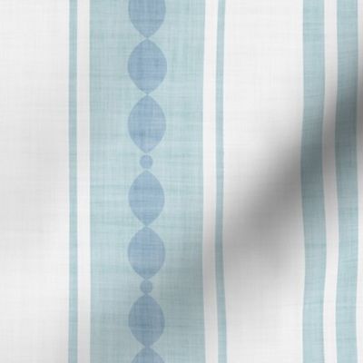 XL| Light Denim Blue Decorative Lines, faded blue Marquise Cut, & Parallel Stripes on white