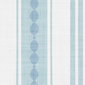 XL| Light Denim Blue Decorative Lines, faded blue Marquise Cut, & Parallel Stripes on white
