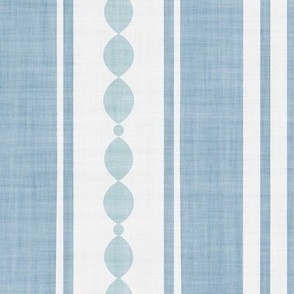 XL| Light Denim Blue Decorative Lines, sky blue Marquise Cut, & Parallel Stripes on white