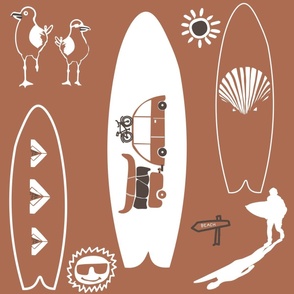 (L) Surf's Up, Beach Essentials and Summer Camping in Terracotta Red and White