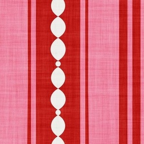 XL| Bush Berry Red Decorative Lines, white Marquise Cut, & Parallel Stripes on light rasberry