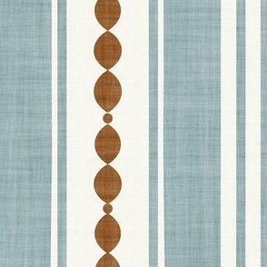 XL| Light Blue Gray Decorative Lines, copper Marquise Cut, & Parallel Stripes on off-white