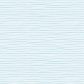 White hand drawn horizontal uneven stripe on pale baby blue - small size
