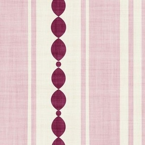 XL| Light Orchid Decorative Lines, Fuchisa Marquise Cut, & Parallel Stripes on off-white