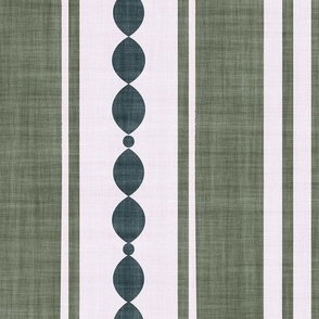 XL| Sage green Decorative Lines, Forest green Marquise Cut, & Parallel Stripes on white