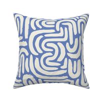 Abstract Arched Doodle Lines, Blue and White, large