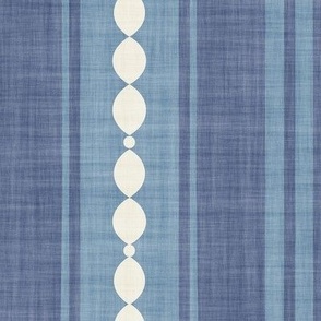 XL| Denim Blue Decorative Lines, white Marquise Cut, & Parallel Stripes on blue azure