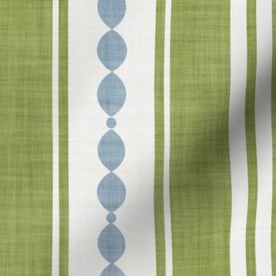 XL| Matcha green Decorative Lines, cornflower blue Marquise Cut, & Parallel Stripes on off-white