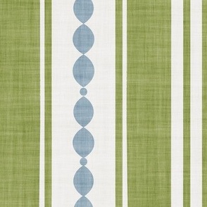 XL| Matcha green Decorative Lines, cornflower blue Marquise Cut, & Parallel Stripes on off-white