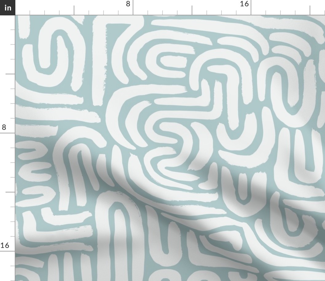 Abstract Arched Doodle Lines, Seafoam, Large