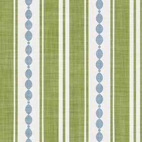 L| Matcha green Decorative Lines, cornflower blue Marquise Cut, & Parallel Stripes on off-white