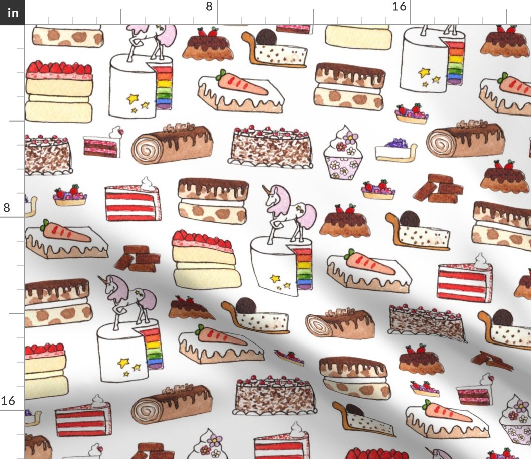 Yummy Cakes - cute hand drawn watercolor illustrations