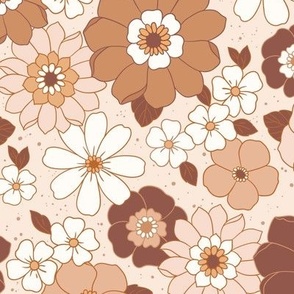 Medium Scale / Boho Floral / Cream Background