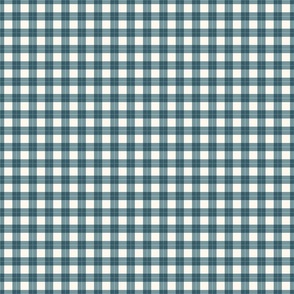 Geometric check cream and dusty blue