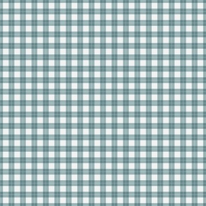 Geometric check cream and pale blue