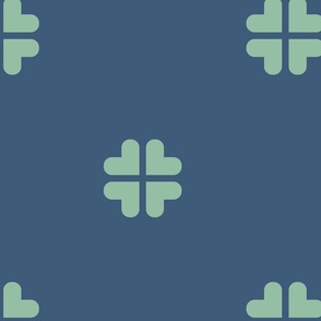 (L) Geometric clover blue and green
