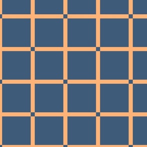 (L) Geometric Crosshair Grid - blue and orange
