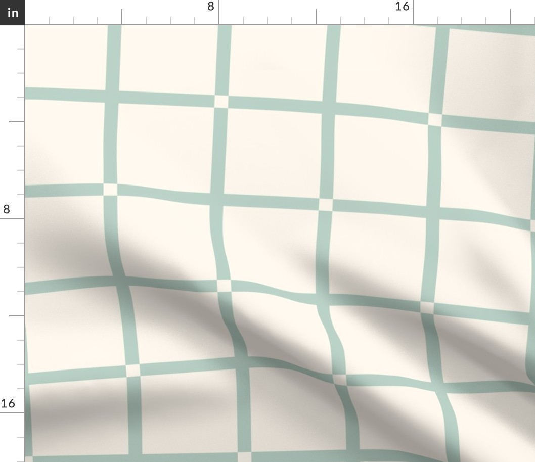 (L) Geometric Crosshair Grid - cream and green