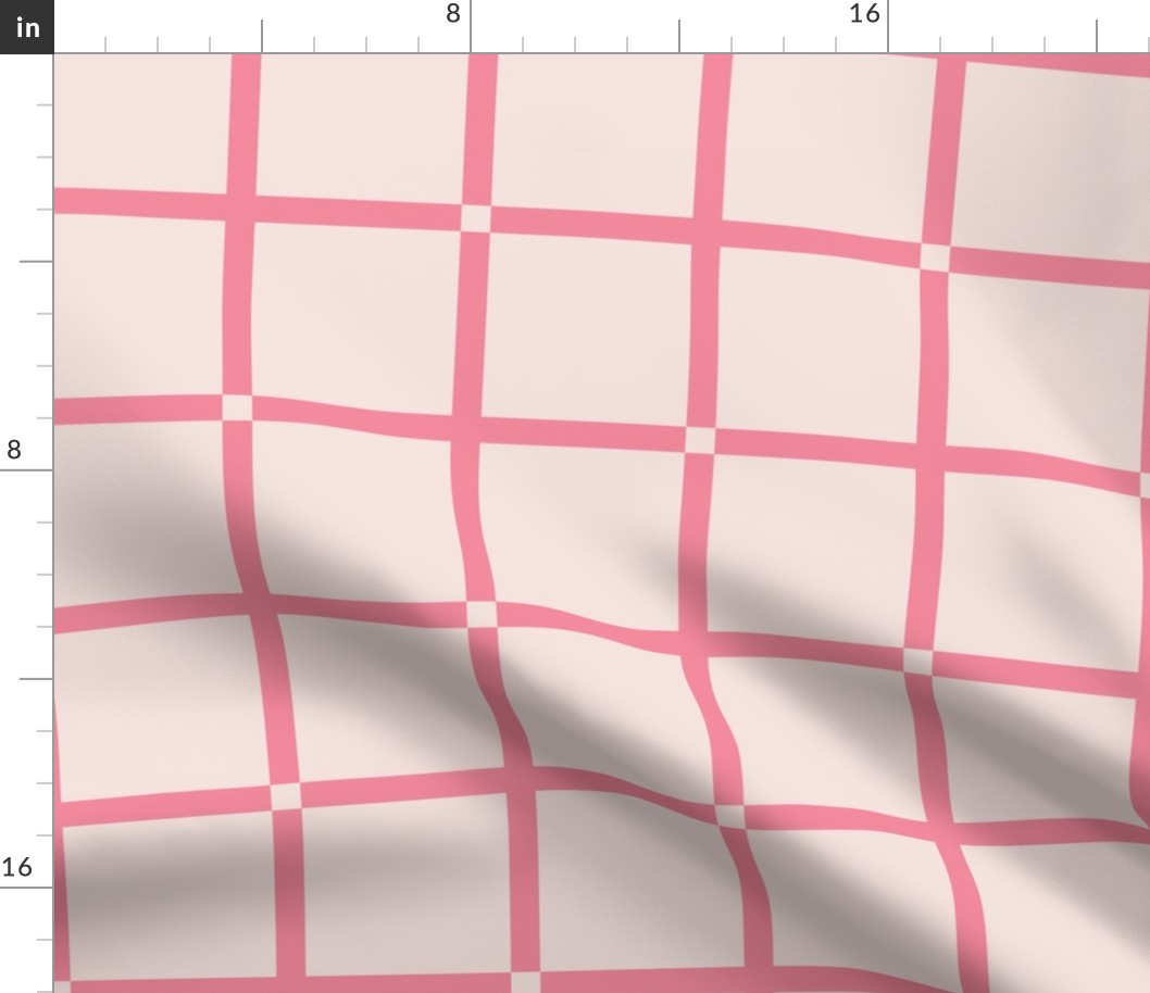 (L) Geometric Crosshair Grid - pale pink and pink