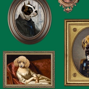 Dog Lovers Portrait Collection on solid emerald green