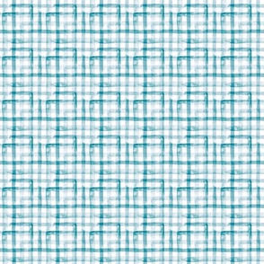 3" Watercolor plaid in teal blue