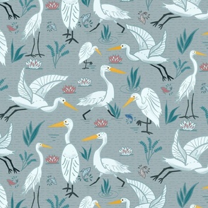 Serene Egrets in Grey (Medium)