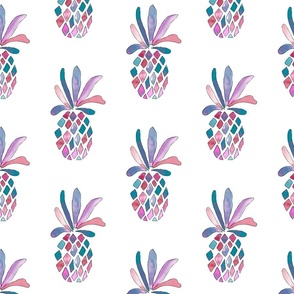 (M) Whimsical pineapple pink and teal medium  scale from Anines Atelier. Use the deisign for dining room or kitchen