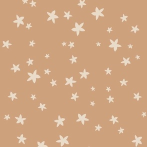 Starfish galaxy in moody earthy salmon pink - non-directional minimalist pattern with simple sea stars for kids