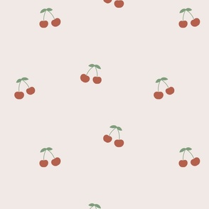 Beige cherry fruit pattern, spring cherries, summer fruit (medium)