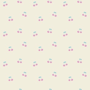 yellow pastel cherry fruit pattern, spring cherries, summer fruit (small)