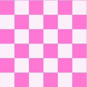 Pink and White Checkers Pattern - 3 inch squares on fabric, Pink and White 