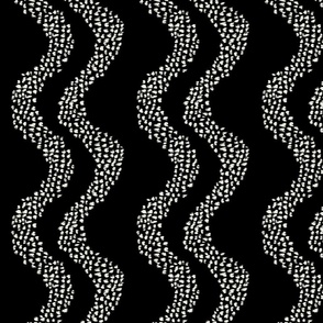 Abstract dot wavy stripes in black and white spots for block print