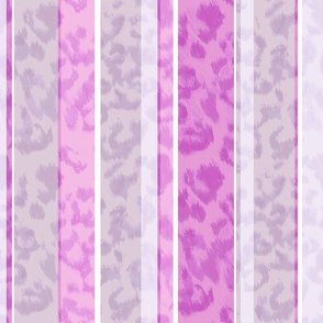 Spotted leopard pattern on striped background. White, gray, pink stripes.