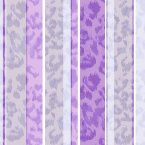 Spotted leopard pattern on striped background. White, lilac, purple stripes.