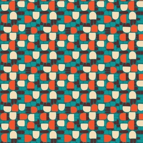 Playful modern abstract composition of soft geometric shapes in a warm bold palette - Small